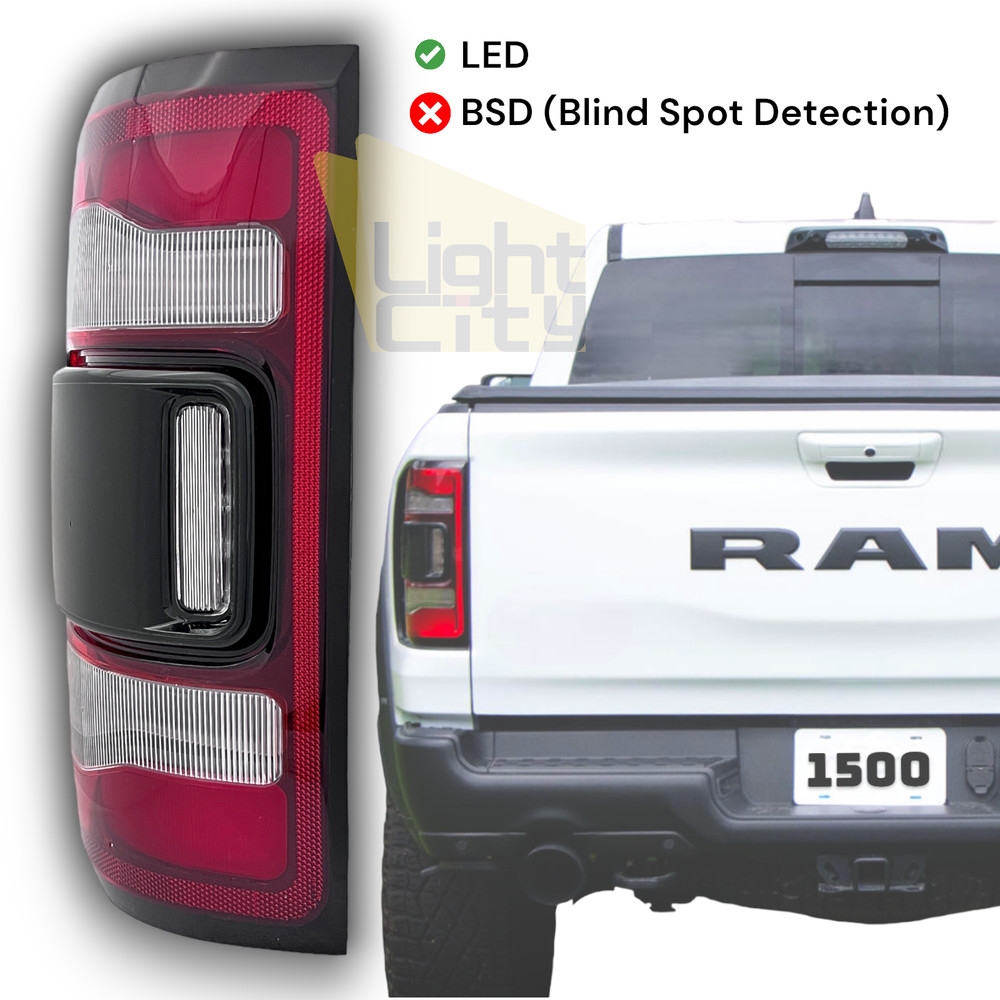 For 2019-2023 RAM 1500 LED Tail Light Black Trim Driver Left Side 55112993AD