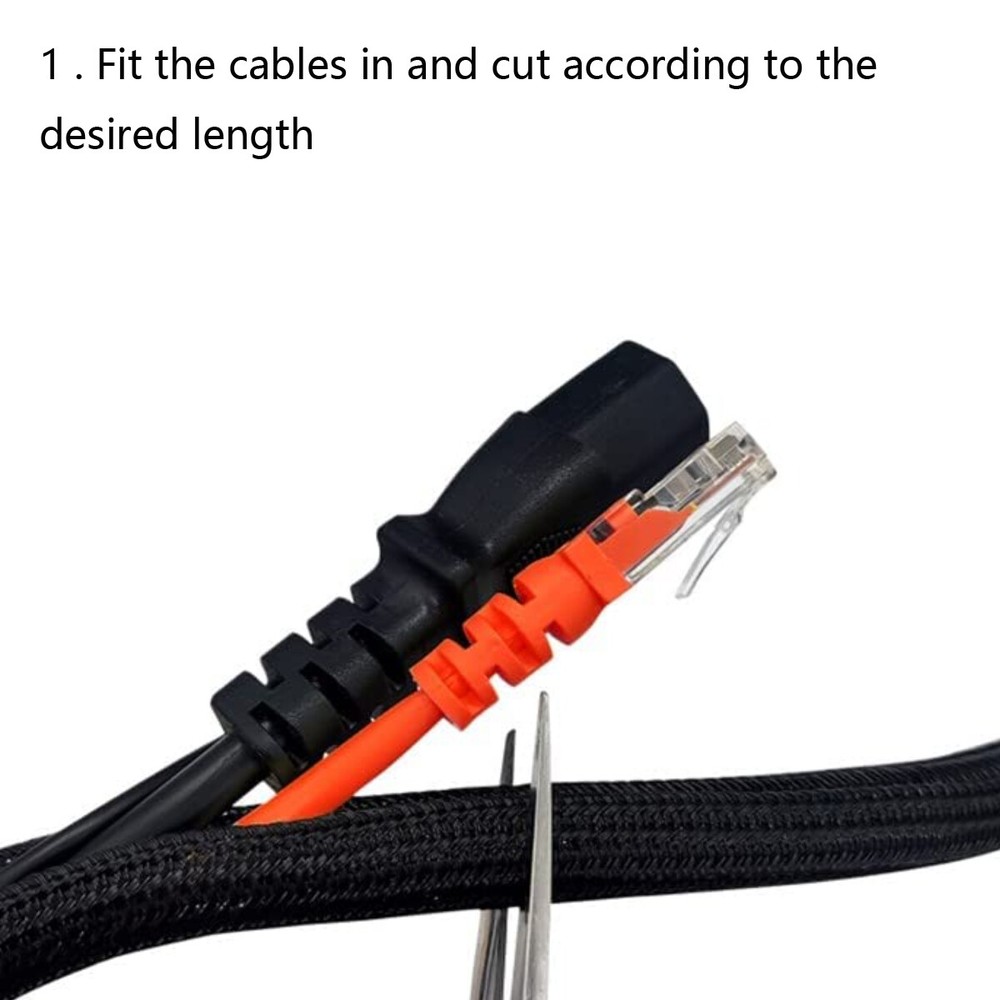 Black Expandable Cable Sleeving Split Wire Loom Tube for Electronics & Auto Use