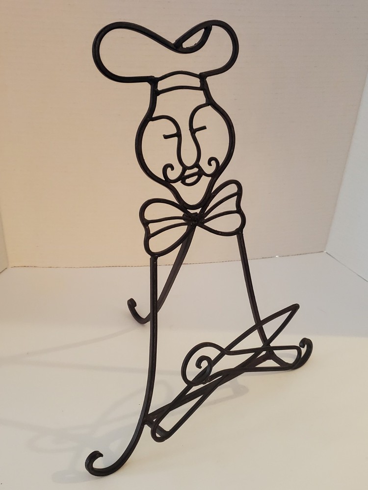 Wrought Iron Chef Cookbook Holder Stand Foldable Leg