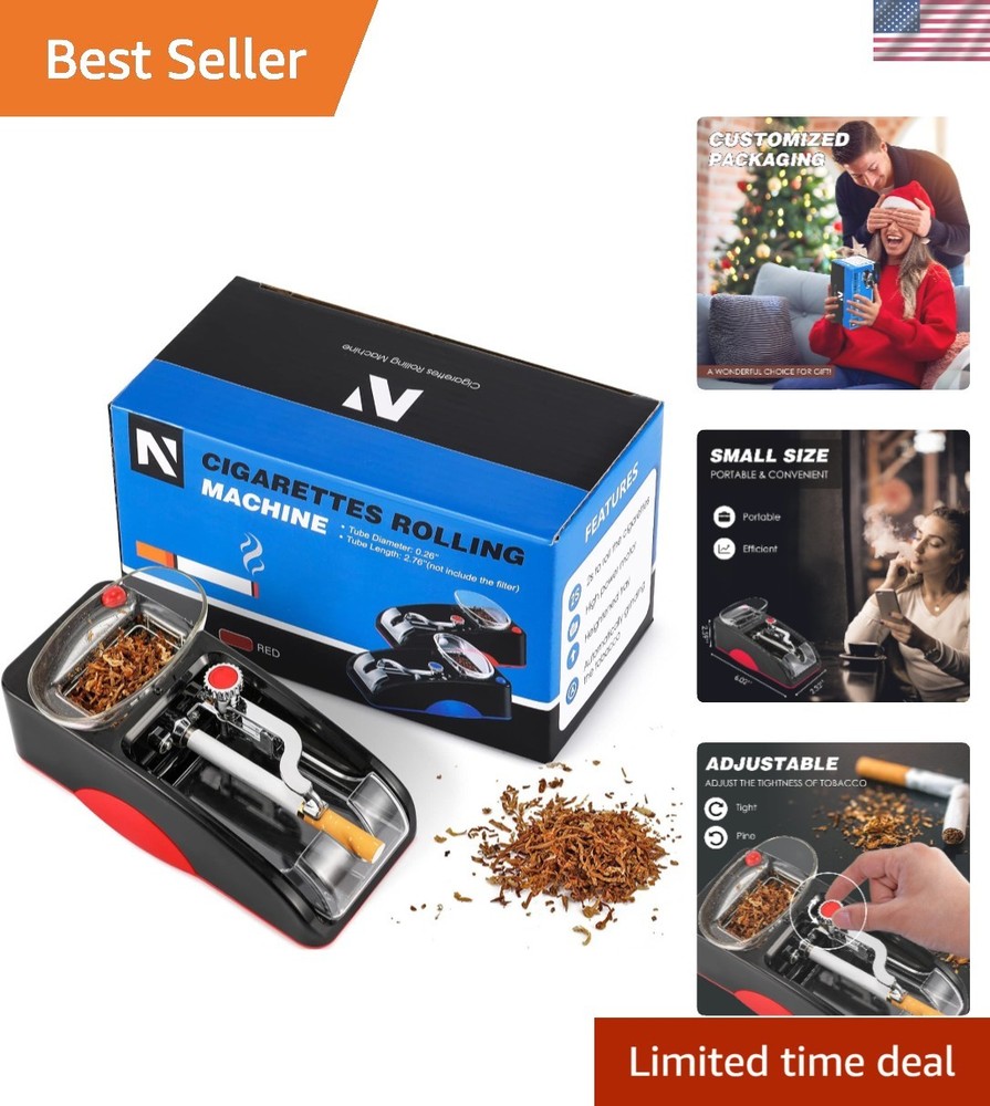 Eco-Friendly Mini Rolling Machine with Adjustable Tightness - Durable Red Design