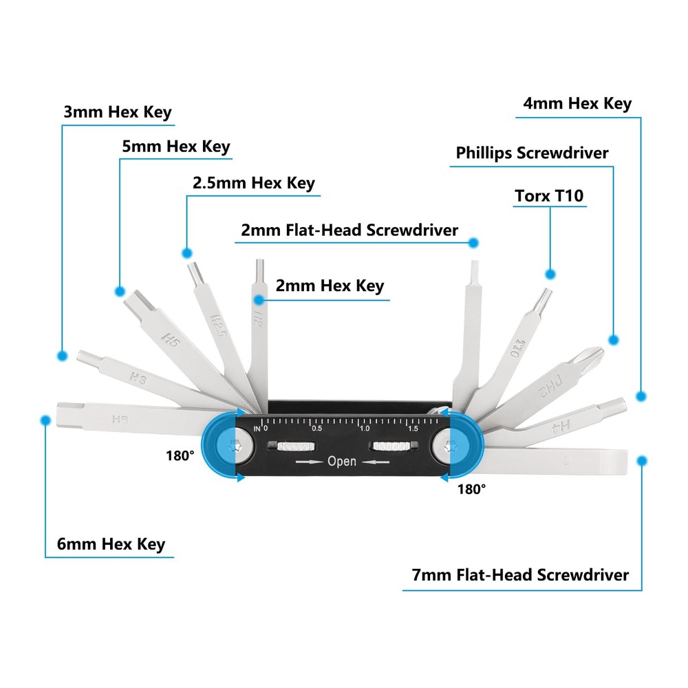 Folding Multi-Tool Set with Allen Wrenches Screwdrivers - 3521