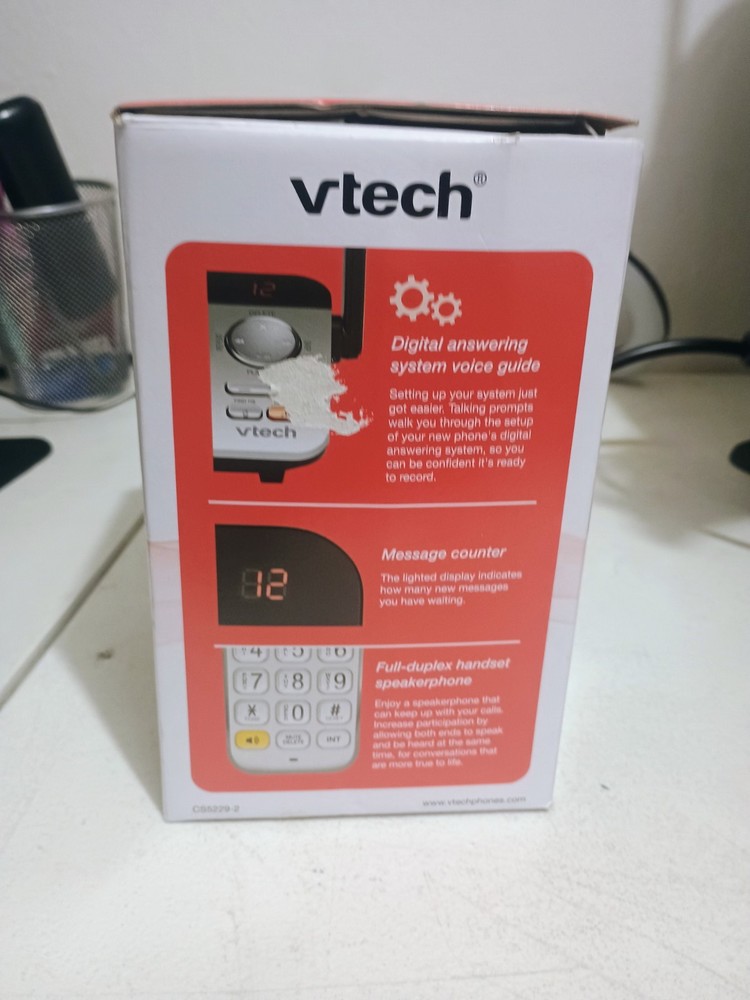 VTech Cordless Answering System with Extended Range 2 Handsets CS5229-2 Openbox