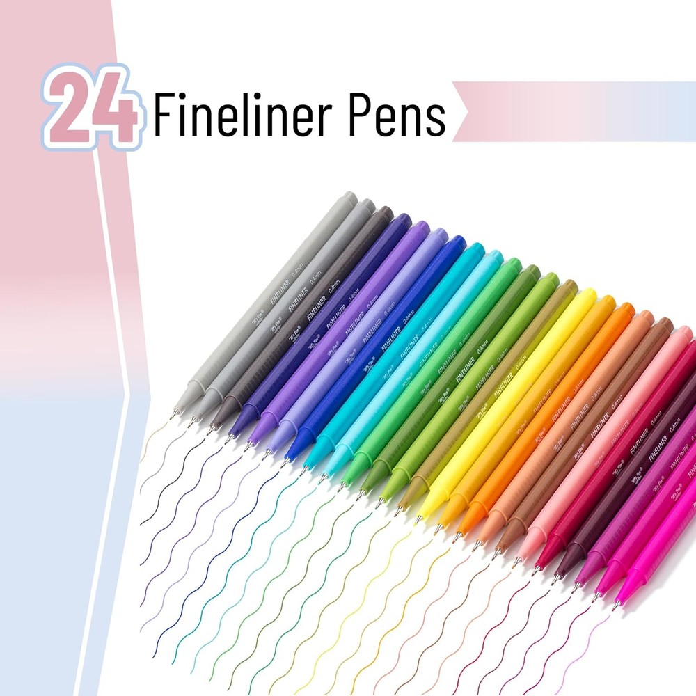 Mr. Pen- Fineliner Pens Colored, 24 Pack, Ergonomic Triangular Colorful...