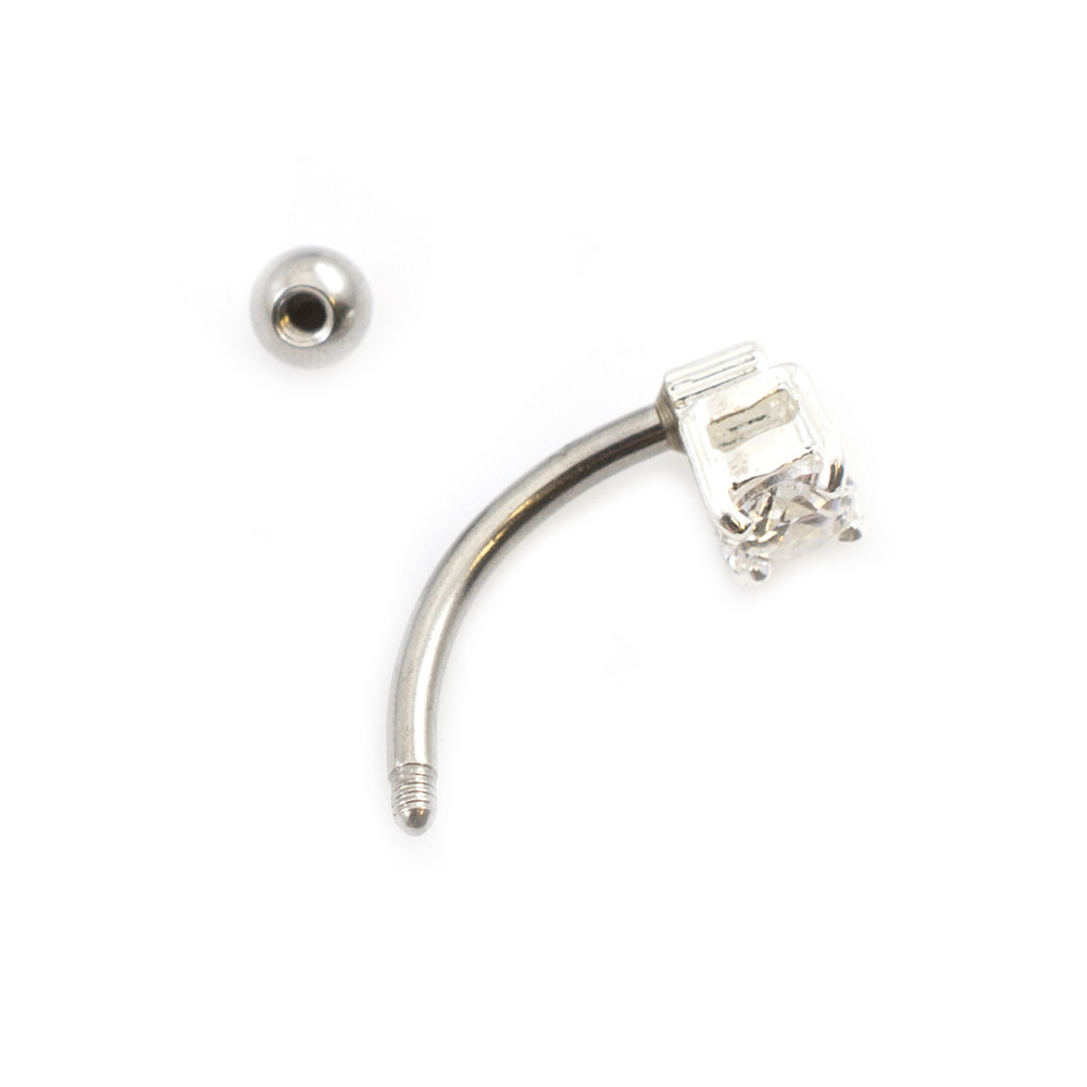 Petite Belly Button Ring 16G with Clear Cubic Zirconia Gem