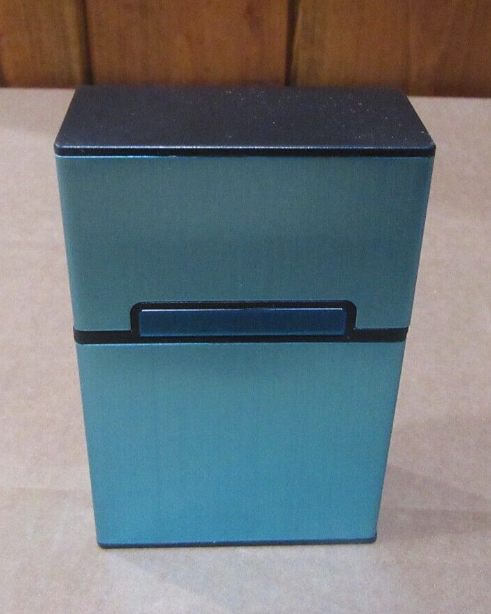Cigarette Box, Blue Aluminum Plastic Acrylic , 20 Cigarette Size Case