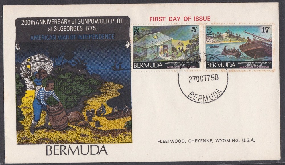 BERMUDA 1975 FIRST DAY COVER GUNPOWDER PLOT AMERICAN BICENTENNIAL