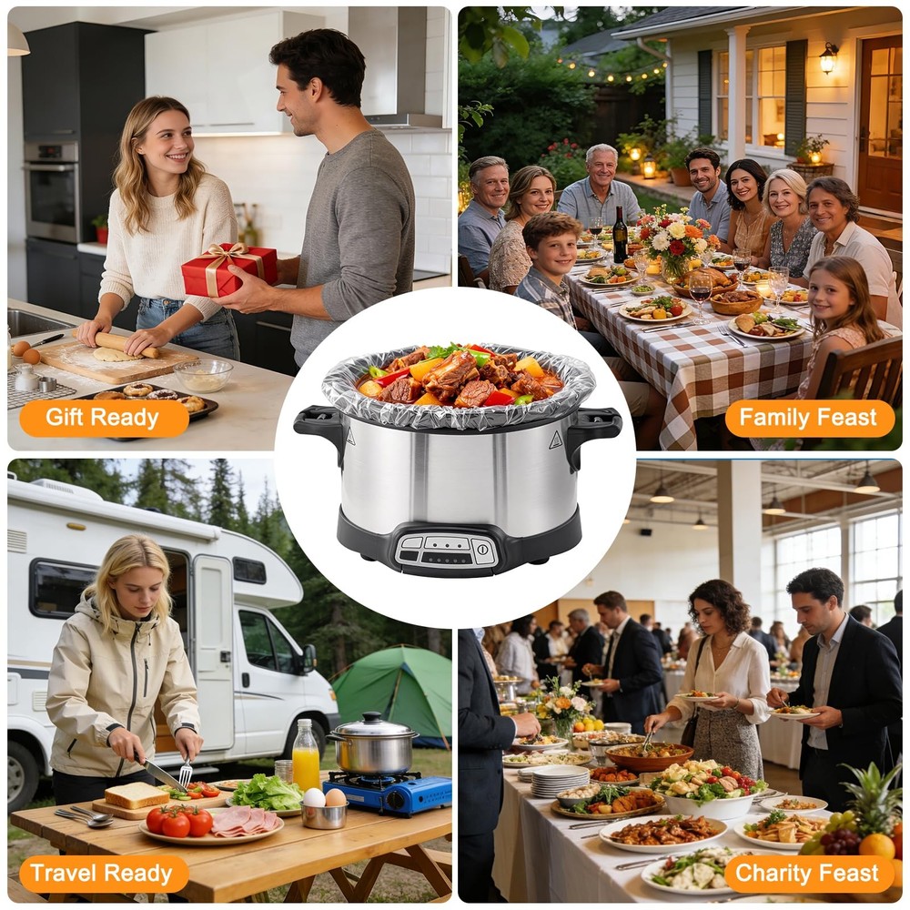 Vclpower Slow Cooker Liners 13”x21”, Large Size Disposable clear