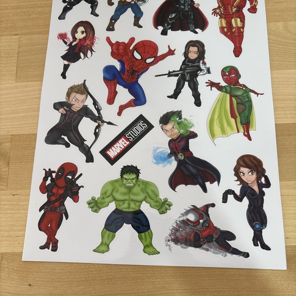 Sheet Of Marvel Studios Vinyl Stickers 15 Total