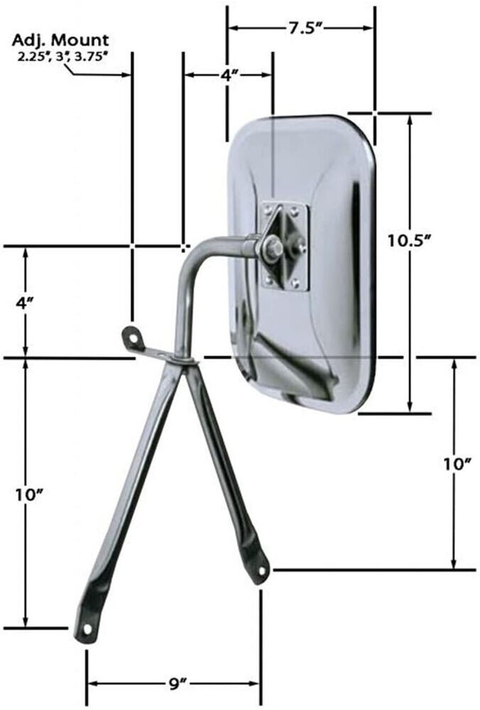 Universal Side Mirror for Trucks Full Size Low Mount Pickup Van Replacement