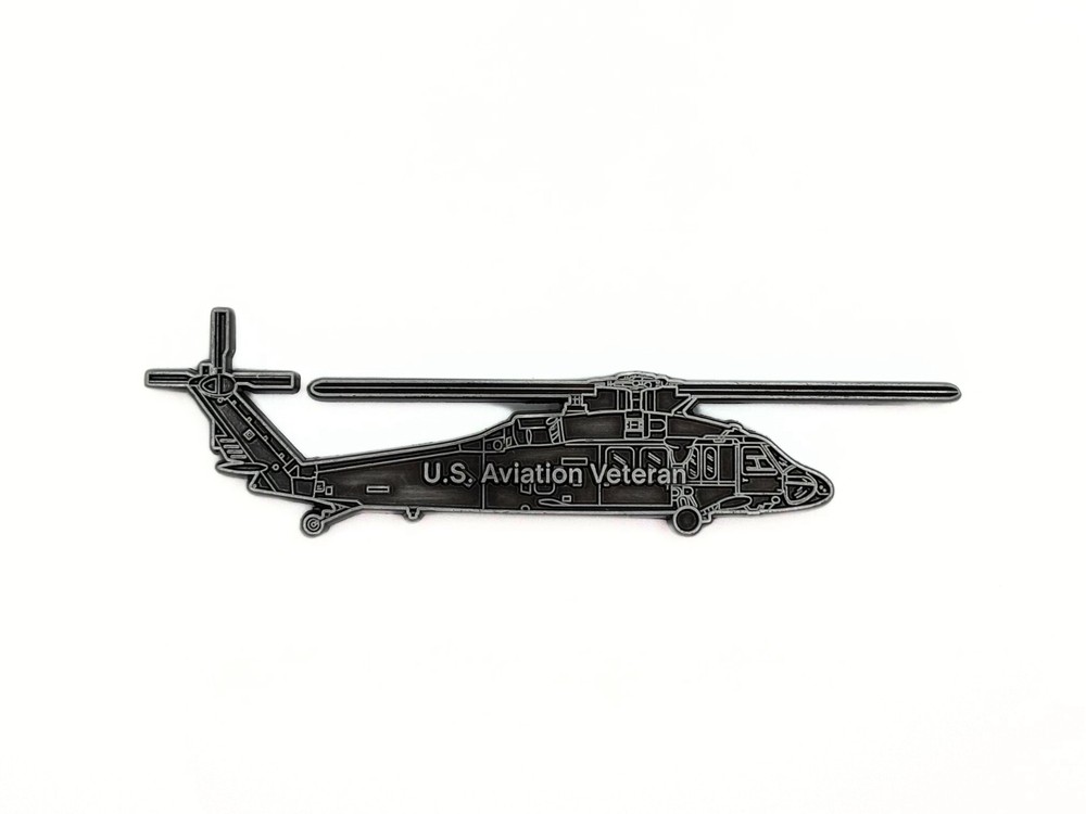 Army Aviator Veteran - Blackhawk Shaped Challenge Coin