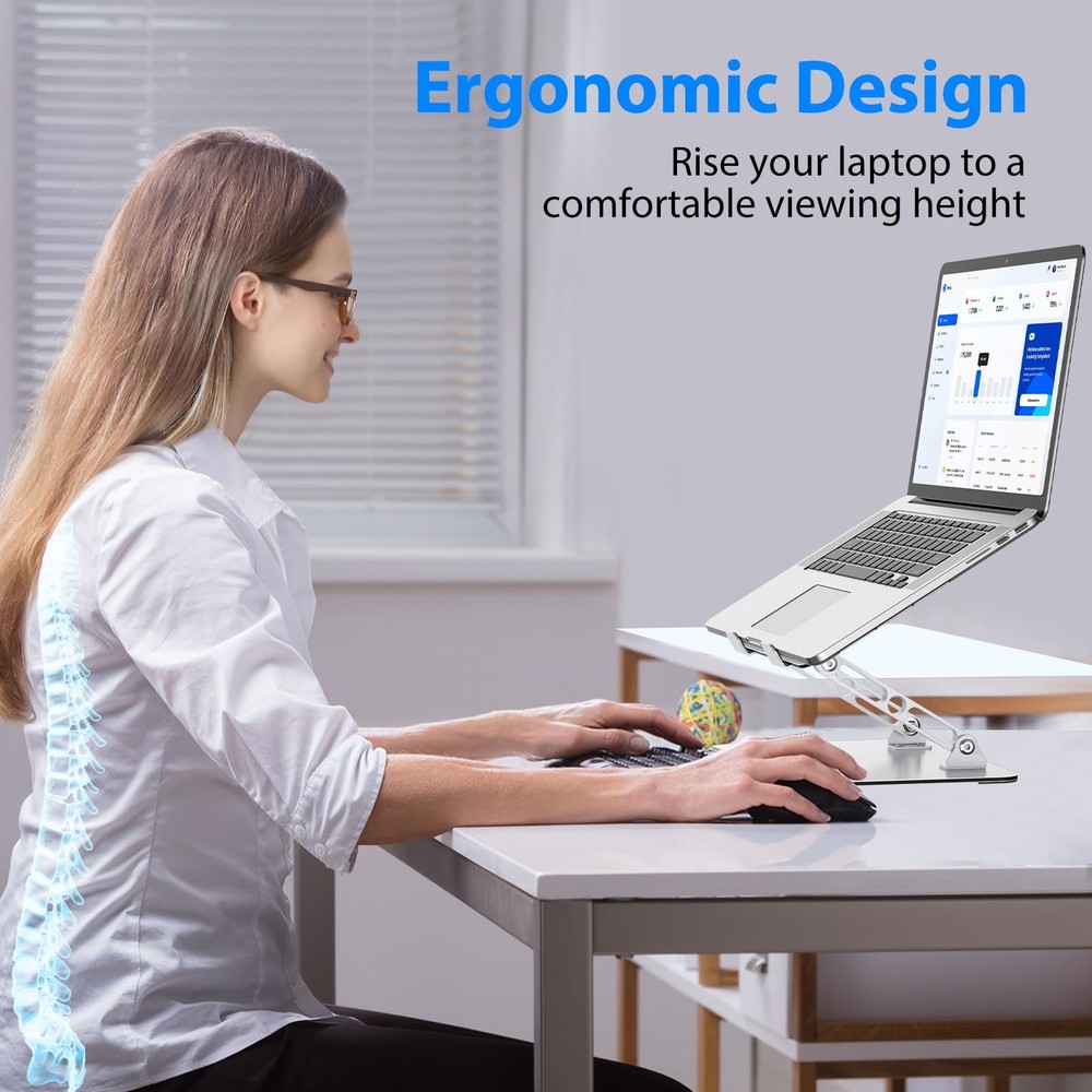 Laptop Stand for Desk, Adjustable Laptop Riser, Metal Foldable Computer Stand...