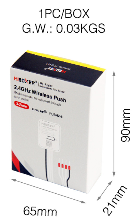 PUSH2-3 - 2.4GHz Wireless Dimming (3-Zone)
