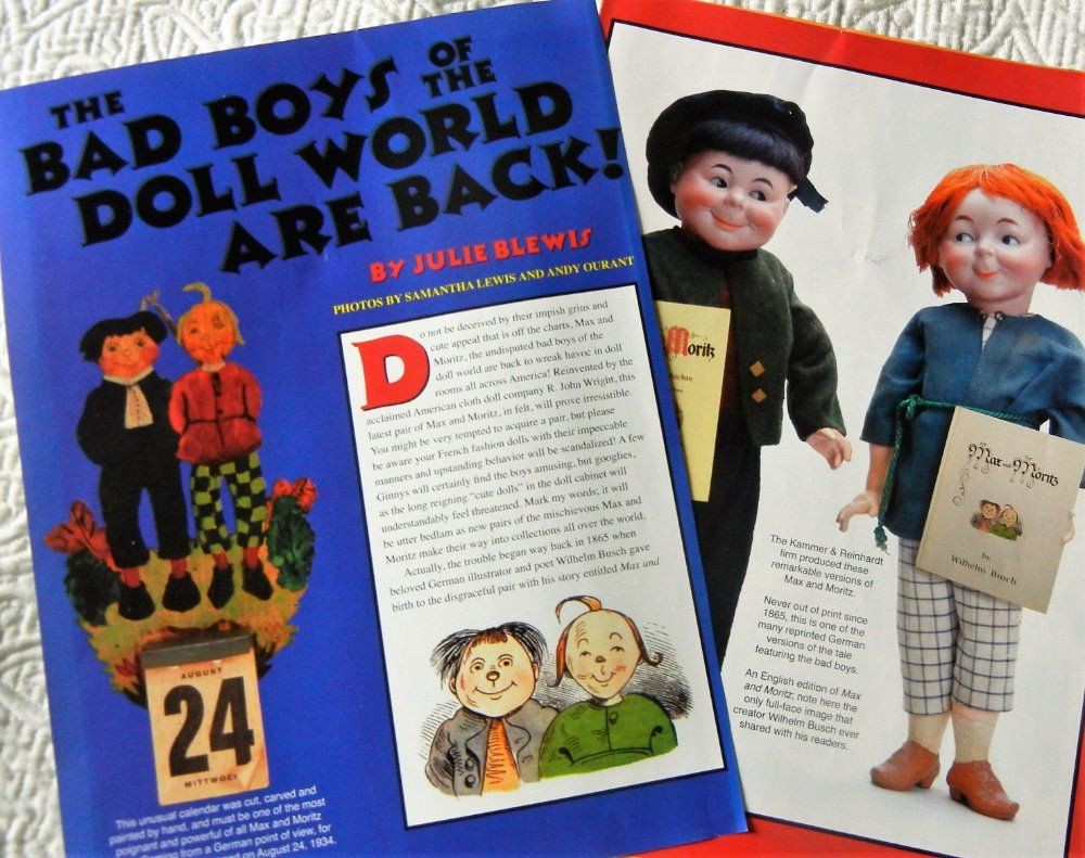 14p History Article + Pics -   Antique and Modern Max & Moritz German Dolls