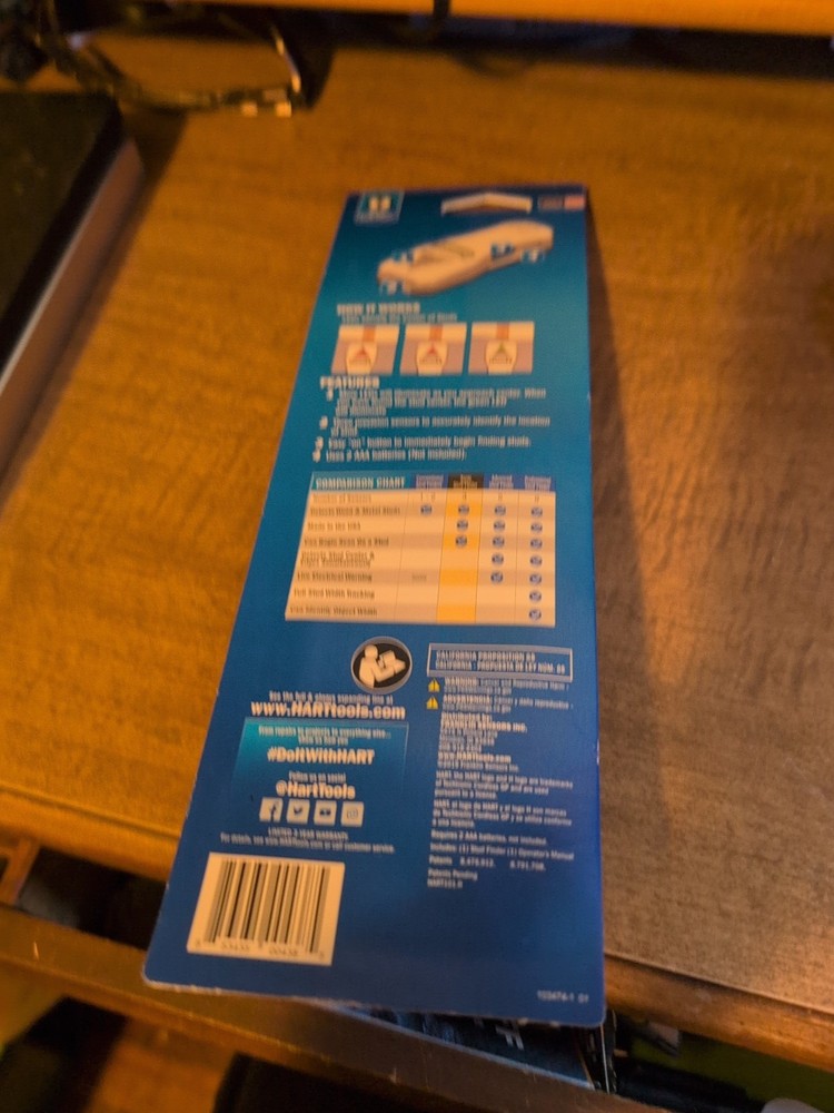 HART ~ Basic Stud Finder with 3 Sensors Accuracy w/ Batteries