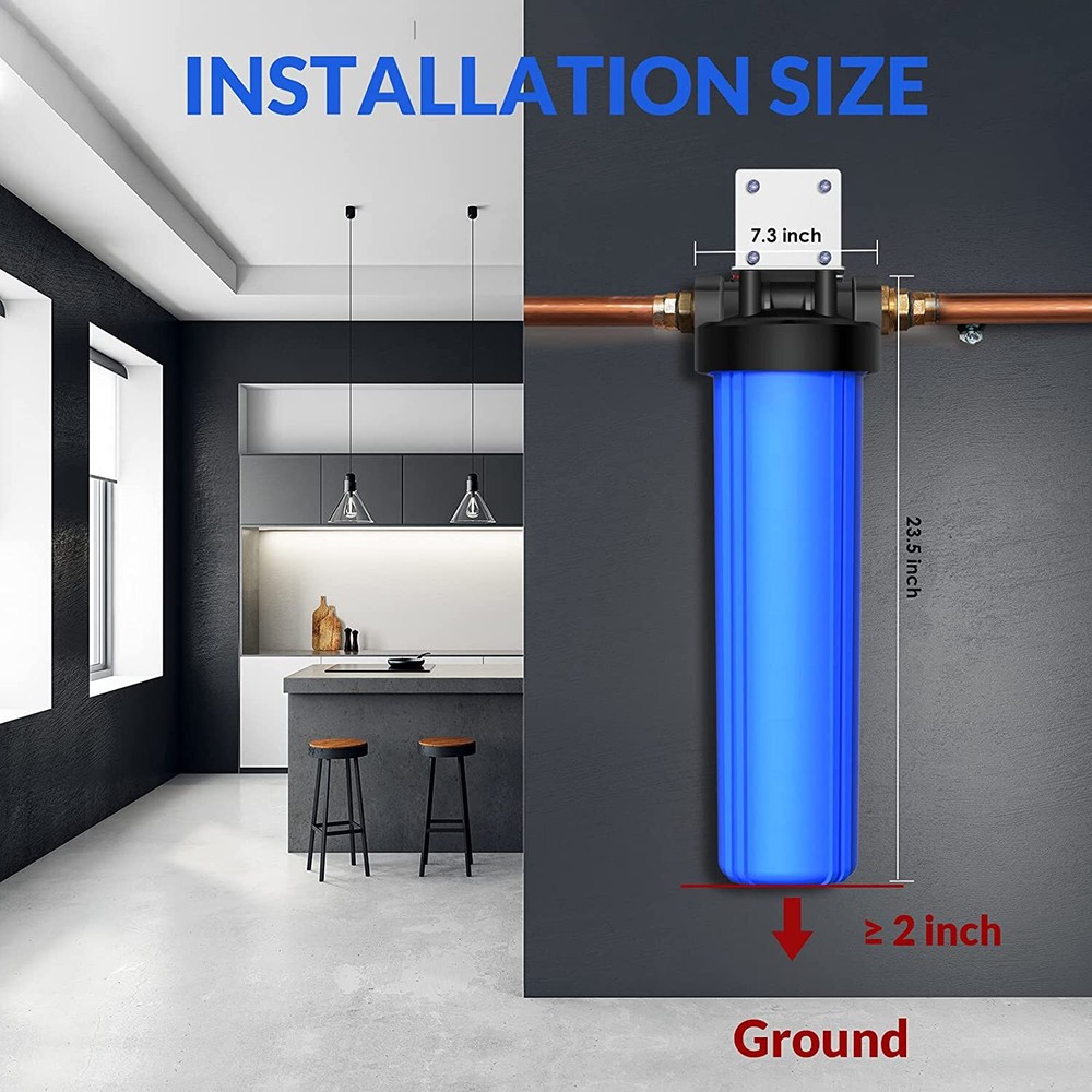 20" Big Blue Whole House Water Filter Housing System & Spin Down Pre-Filter Set