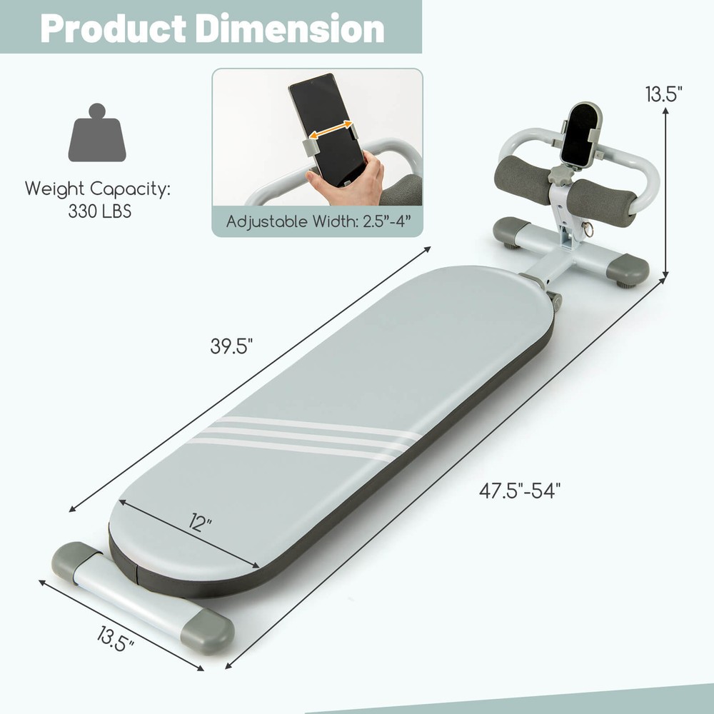 Multifunctional Sit Up Bench w/Adjustable Length & 3 Gear Adjustable Angles