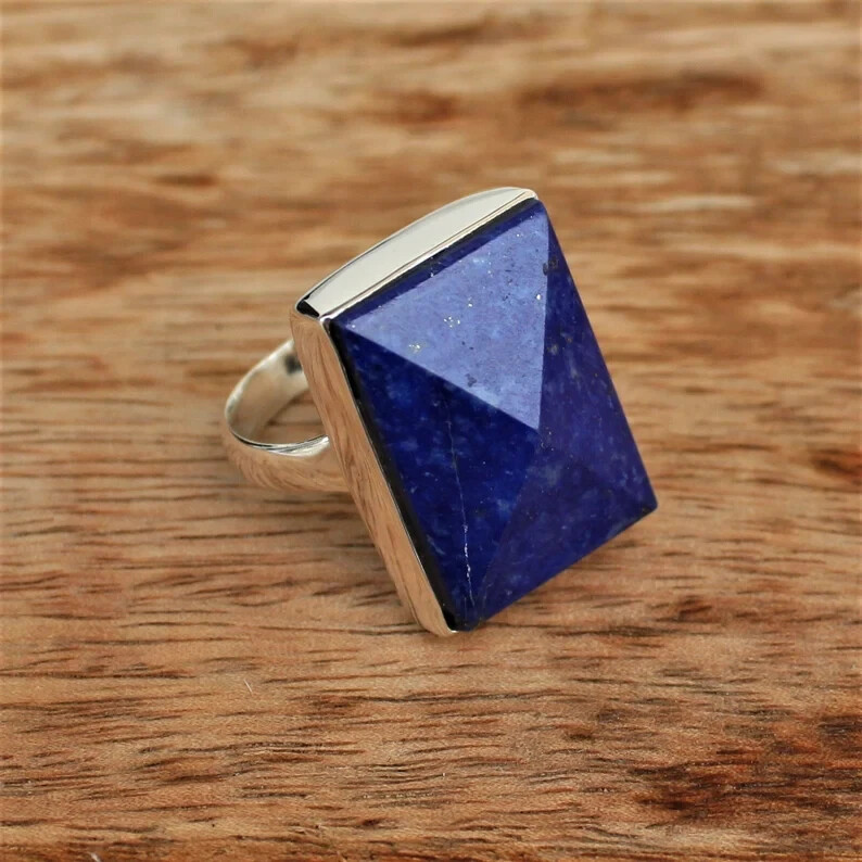 Lapis Lazuli Ring 925 Sterling Silver Handmade-Statement Popular Ring All Size