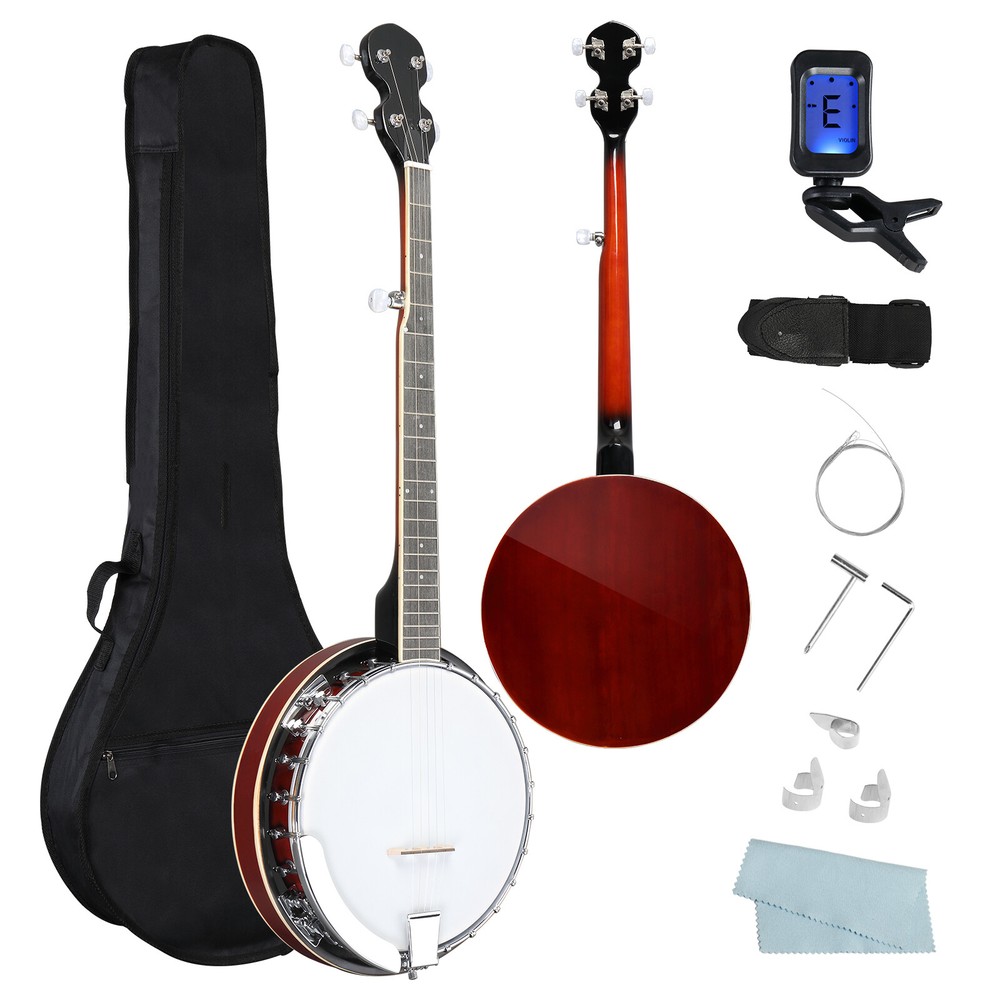 Full Size 5 String Right Handed Banjos Set with Closed Solid Sapele Back