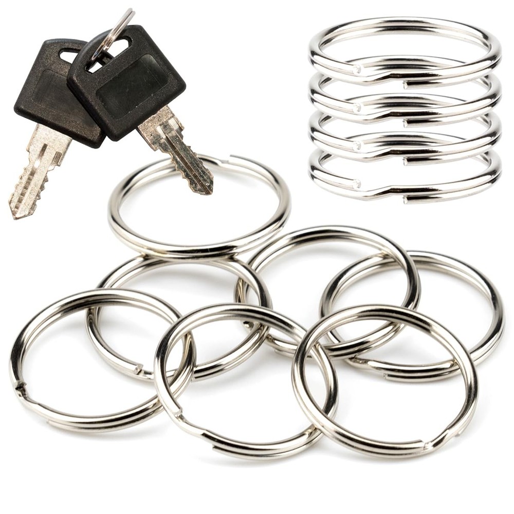 200 Pieces Split Key Rings 1 Inch (25mm) in Diameter Jump Bulk Silver