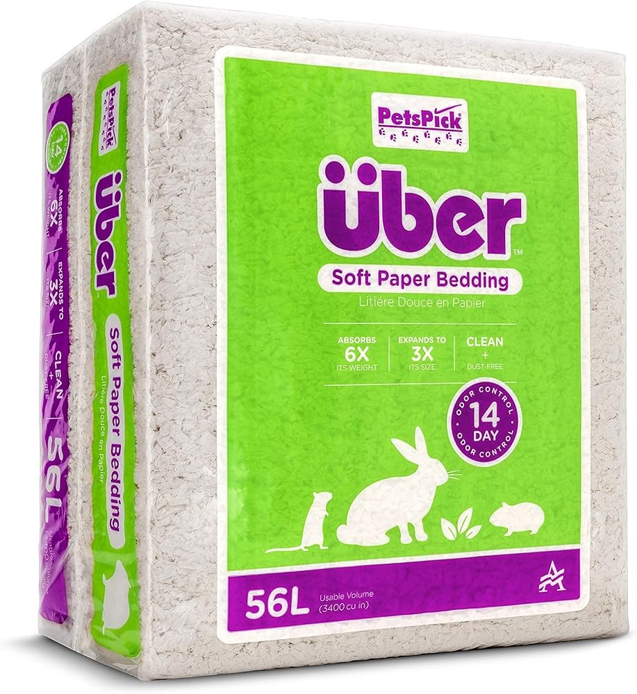 Uber Soft Paper Pet Bedding for Small Animals, White, 56L