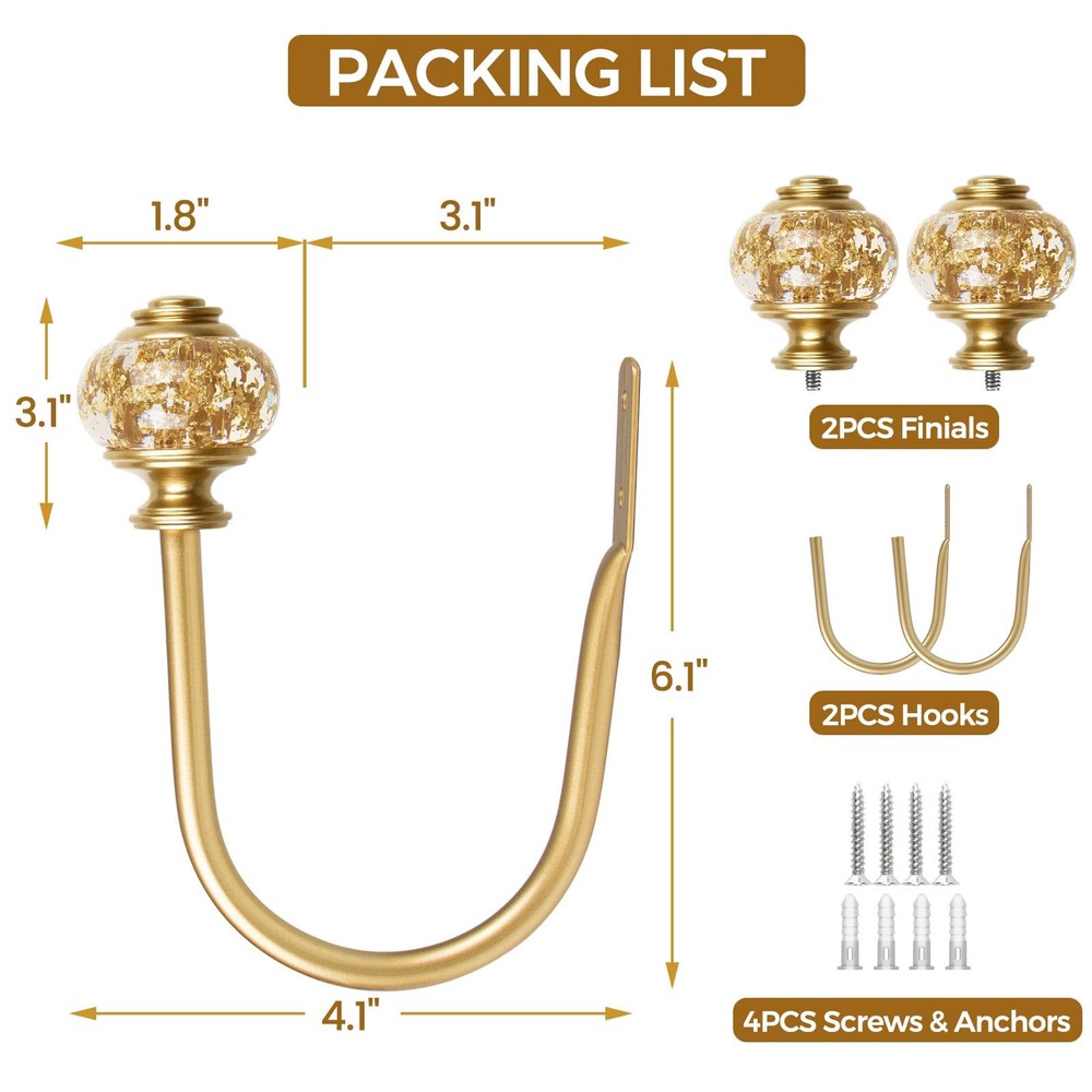 2 Pack Gold Curtain Holdbacks, Decorative Drapery Tiebacks (2 Pack/1 Pair), C...