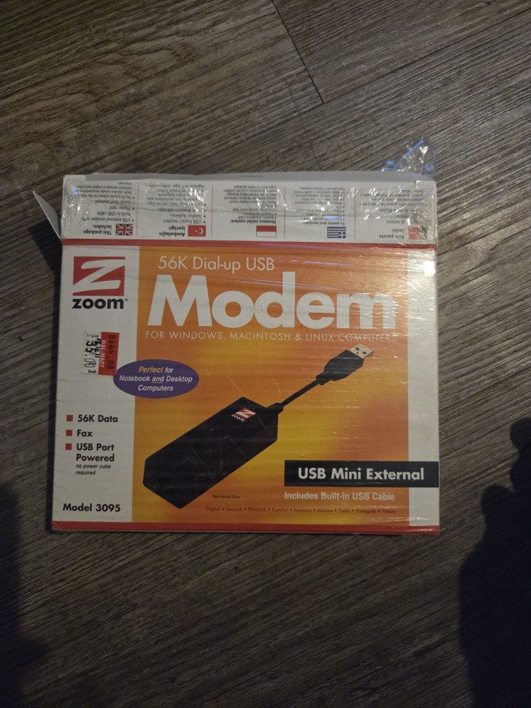 Zoom Model 3095 USB Modem. 56K V.92/V.90 For Windows Mac Linux -New Open Box