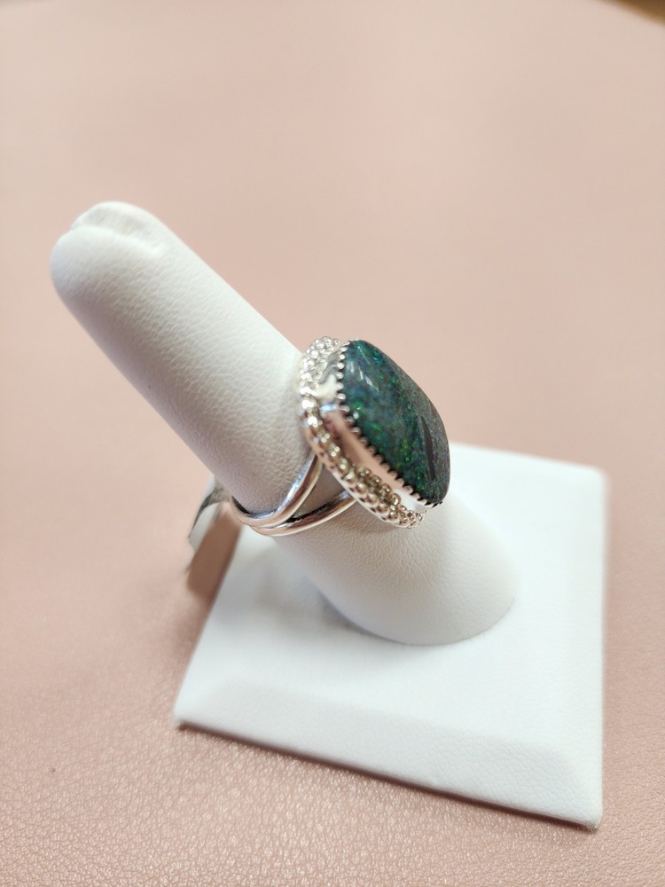 NWT Size 7.5 Sterling Silver & Stone Native American Ring Signed