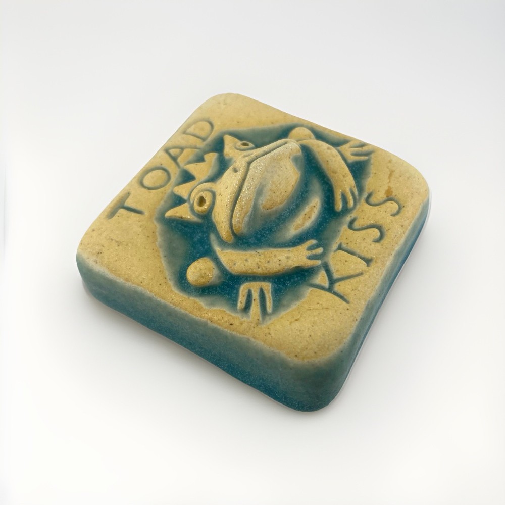 Toad Kiss 2x2" Ceramic Art Tile By Gretchen Kramp