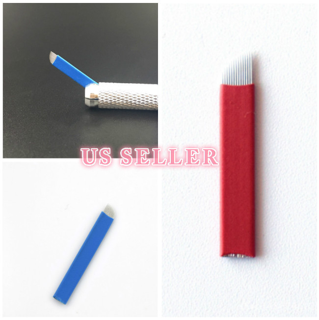 50 pcs Microblading Flexible Sharp Microblades 14/16 Needles Permanent Makeup