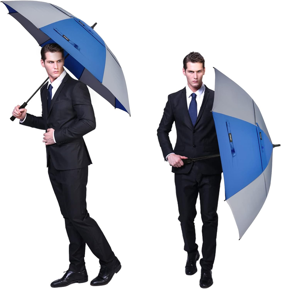 62" Auto Open Golf Umbrella, Oversize Double Canopy, Vented, Windproof Umbrella
