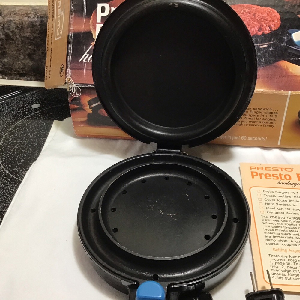 Vintage PRESTO electric Griddle Burger Maker Model 02 MB1 W/box