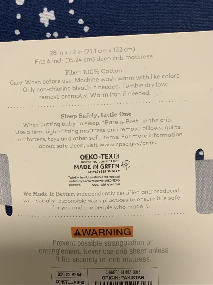 🥥 Cloud Island Fitted Crib Sheet Constellation Navy One Sheet 🆕