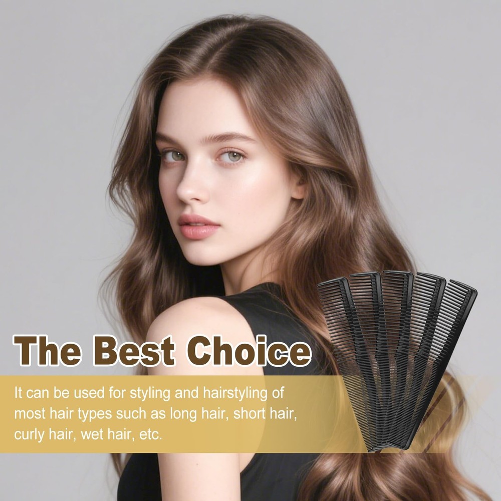 Individually Wrapped Combs,200 PCS Plastic Combs Bulk Black,2 Head Comb, Hair...