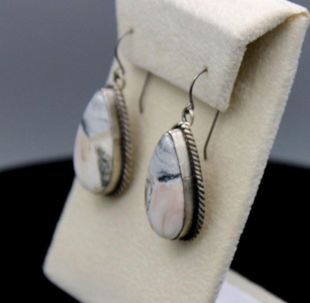 White Buffalo and Sterling Silver Earrings