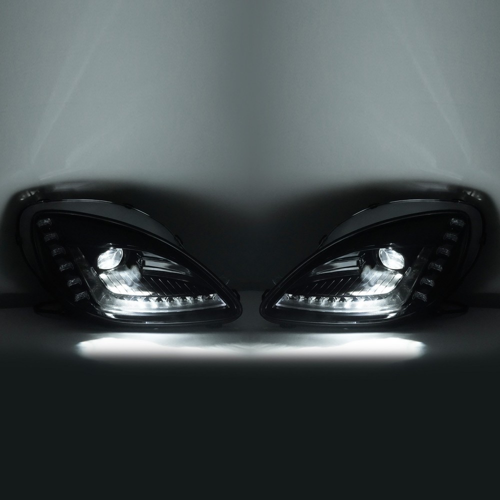 Black/Chrome LED Sequential Projector Headlight For Chevy Corvette C6 2005-2013