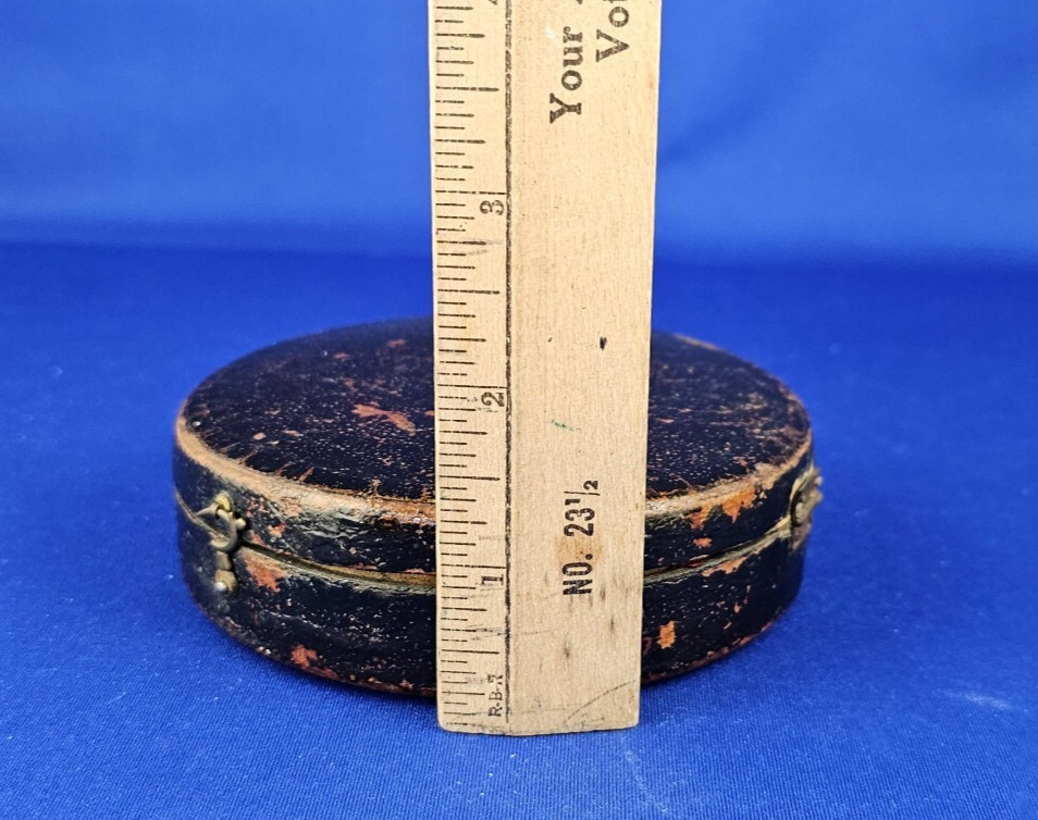 Antique Brass Surveyor's POCKET COMPASS Functioning Needle Lock Original Case