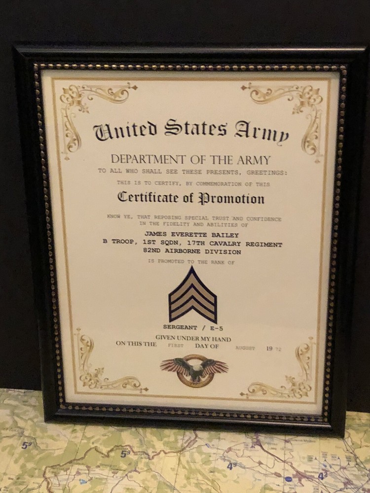 SERGEANT / SGT (E-5) U.S. Army ~ Commemorative Promotion Certificate