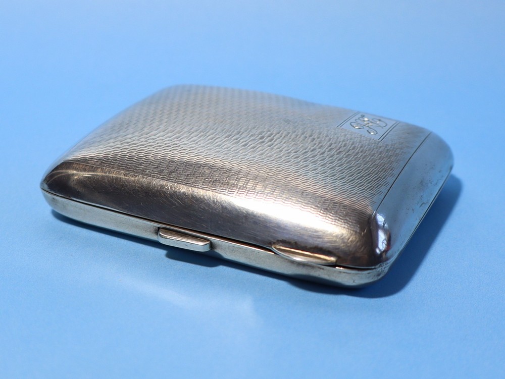 1931 Sterling Silver Cigarette Case with DC Initials + Gilt Interior dented #NM