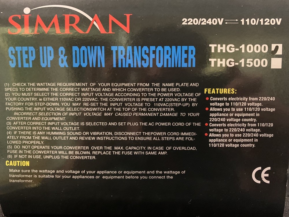 Simran Step Up & Down Transformer - THG-1000