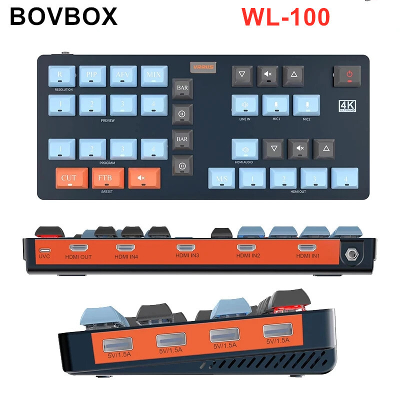 BOVBOX WL-100 4K Video Switcher Multifunctional Mixer Panel Switching Broadcast
