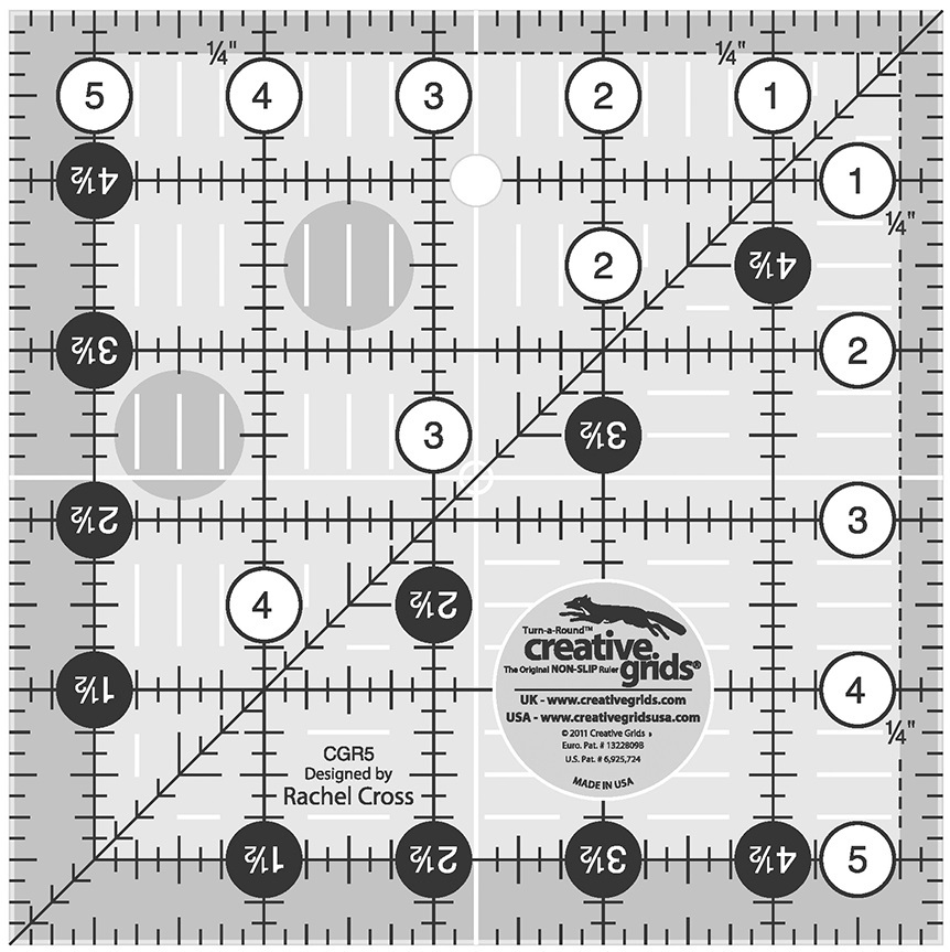 Creative Grids 5 1/2" Square Ruler Sewing and Quilting Ruler CGR5