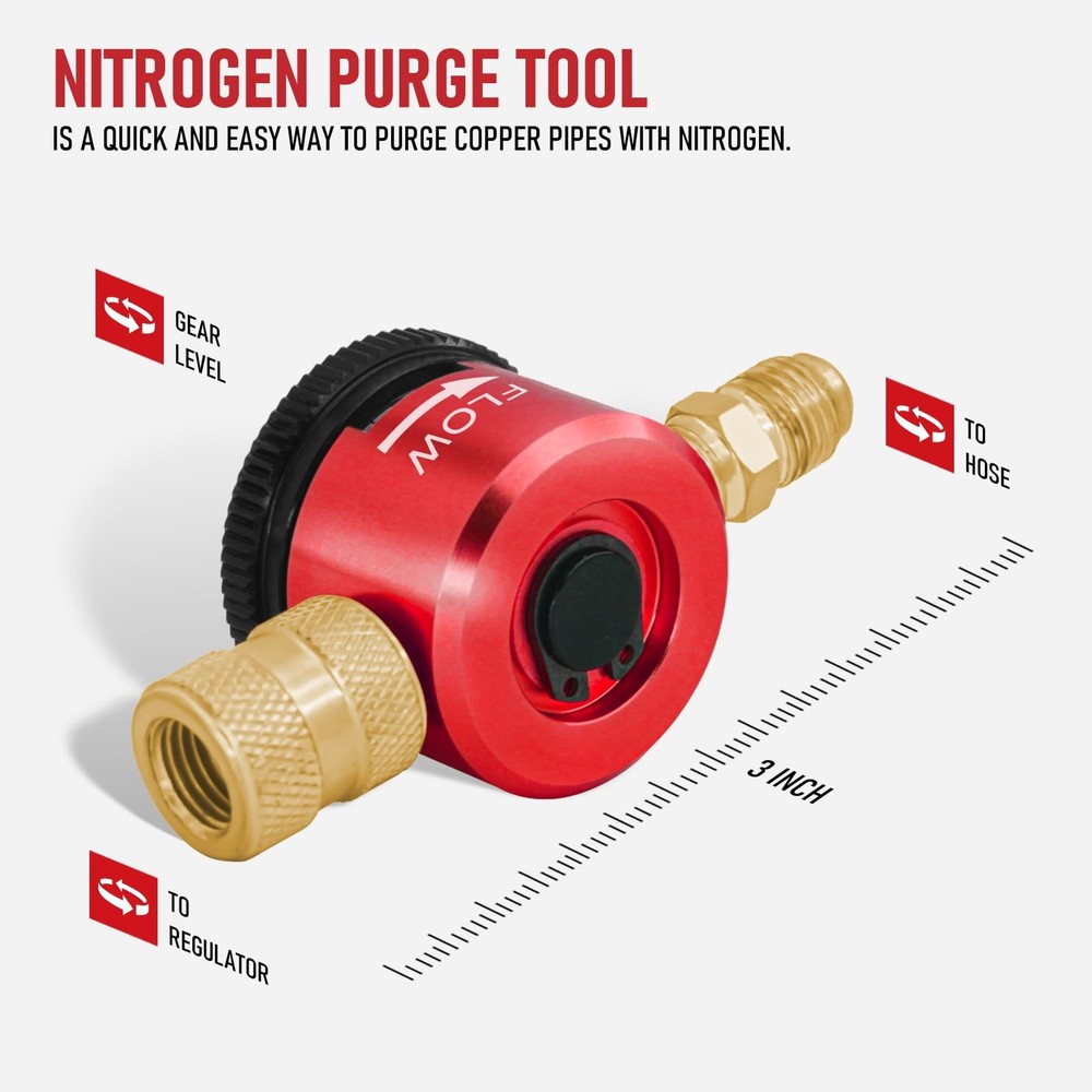 RX WELD Nitrogen Purge Tool, Hvac Regulator Durable Brass, Red