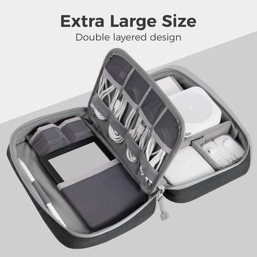 Electronic Organizer Plus, Larger Capcity Cable Organizer Bag, Shockproof Car...