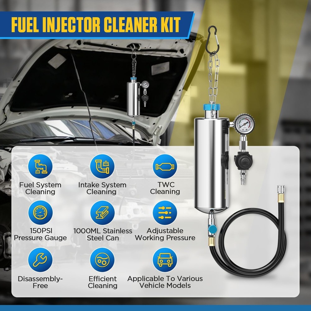 Fuel Injector Cleaner Tool Kit, Non-Dismantle System 1000ML...