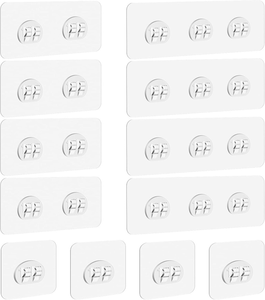 12 Pack Shower Caddy Adhesive Hooks Replacement, Transparent-12
