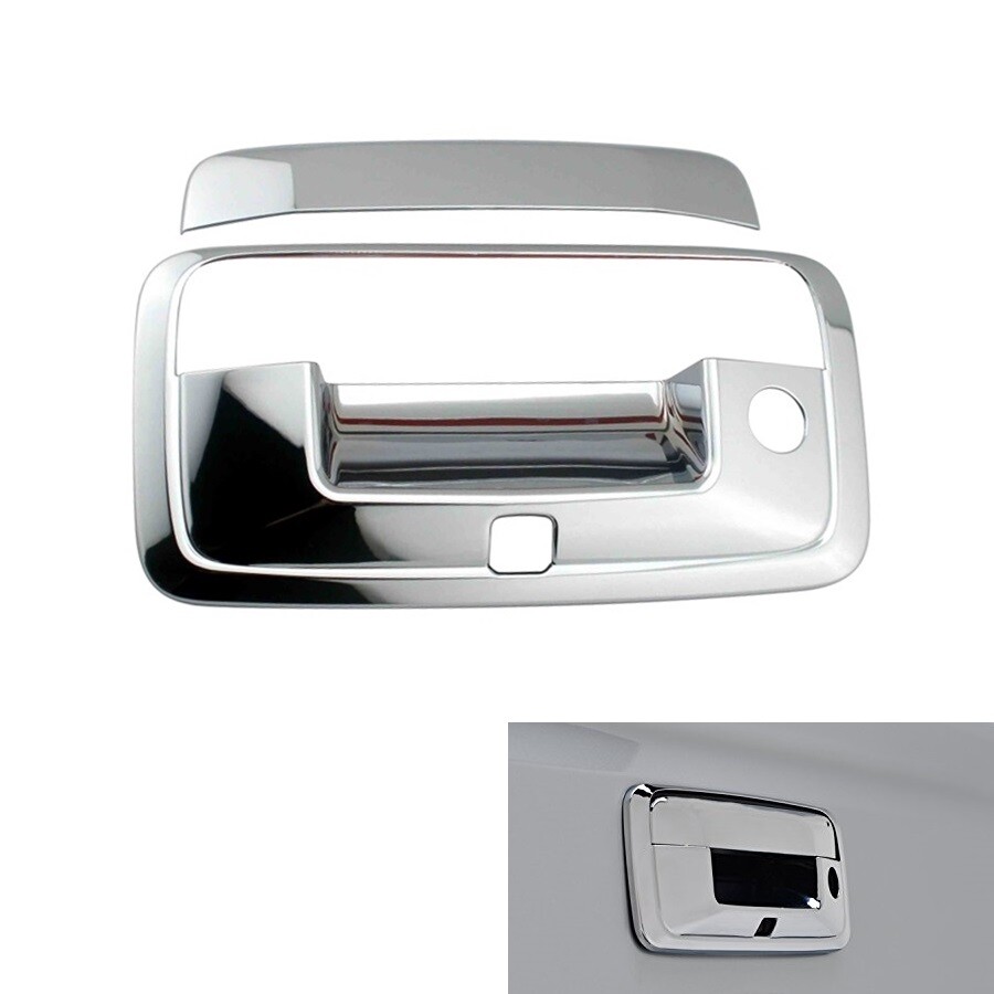 For 2014-2018 Chevy Silverado Chrome Tailgate Handle Covers With Camera Hole
