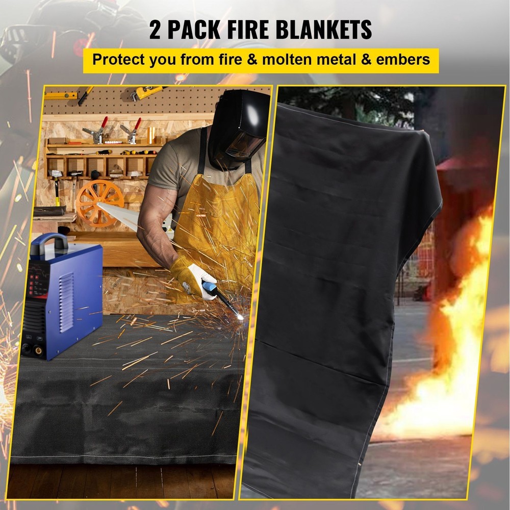 Fire Blankets, 2 Pack Welding Blankets, 6\' x 10\' Fire Suppression Blanket, 102