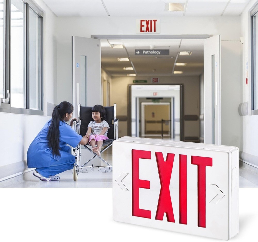 Emergency Exit Light with Backup Battery Single / Double Face Hardwired Sign
