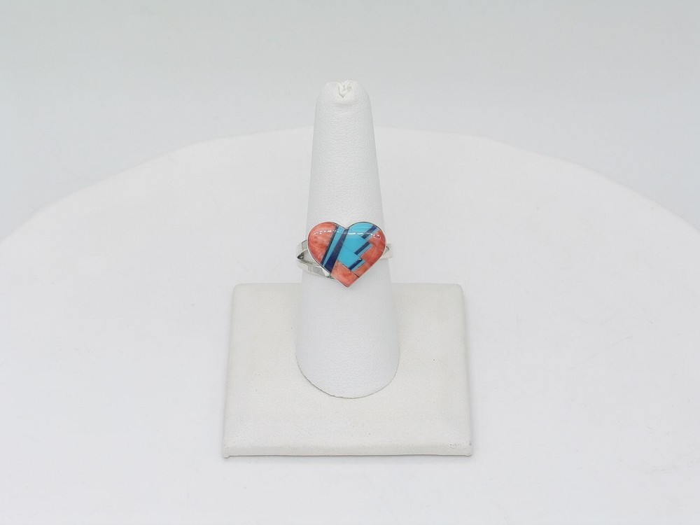 Native American Navajo Handmade Sterling Silver & Multi Stone Adjustable Ring