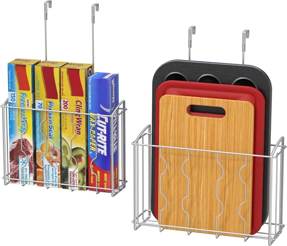 Versatile Over Cabinet Storage Holders - Lightweight & Stylish Silver Design
